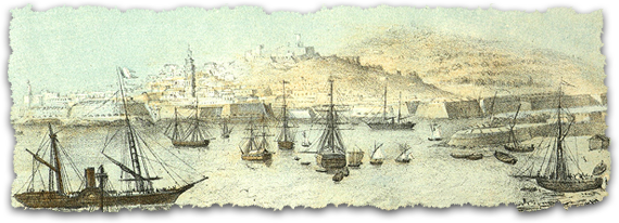 Veduta generale di Gaeta dopo la resa. Da una litografia di Carlo Perrin - 1861 Veduta generale di Gaeta dopo la resa. Da una litografia di Carlo Perrin - 1861